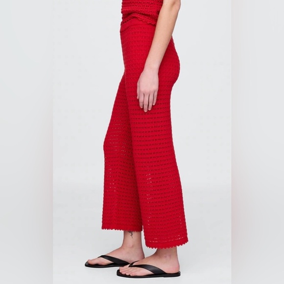 Gap Beachy Boho 100% Cotton Crochet Ankle Cropped Pants NWOT M Summer Vacation - Picture 3 of 9